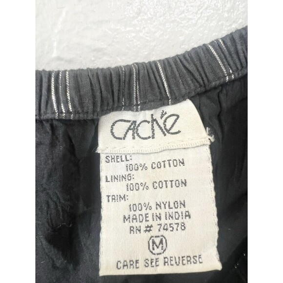 VINTAGE CACHE MAXI Sequin Gypsy Broom Skirt Size Medium Black Lace Whimsygoth - Picture 6 of 9